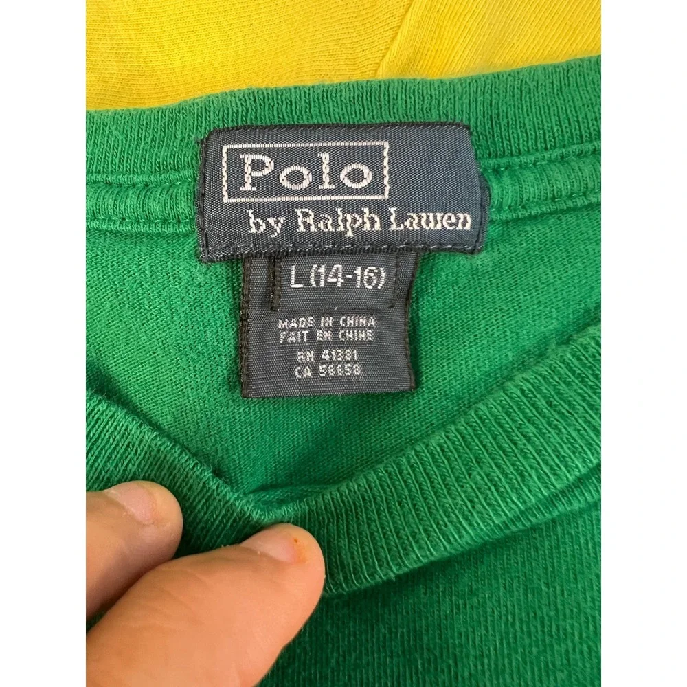Lot of 3 Polo Ralph Lauren Kids Large 14-16 Shirts Purple Yellow Green Tee Polo